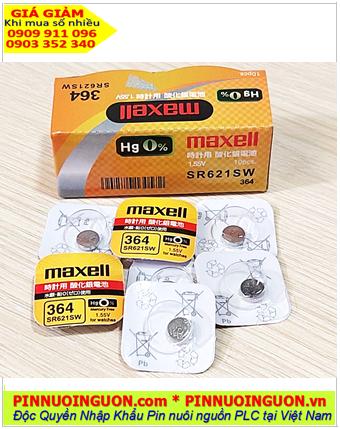 Maxell SR621SW _Pin SR621SW _Pin 364; Pin Maxell SR621SW 364 silver oxide 1.55v  (Loại Vỉ 1viên)